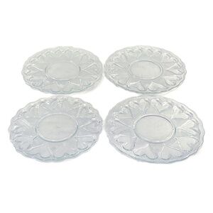 Williams Sonoma Vintage Clear Embossed Hearts Dessert Plates - 4